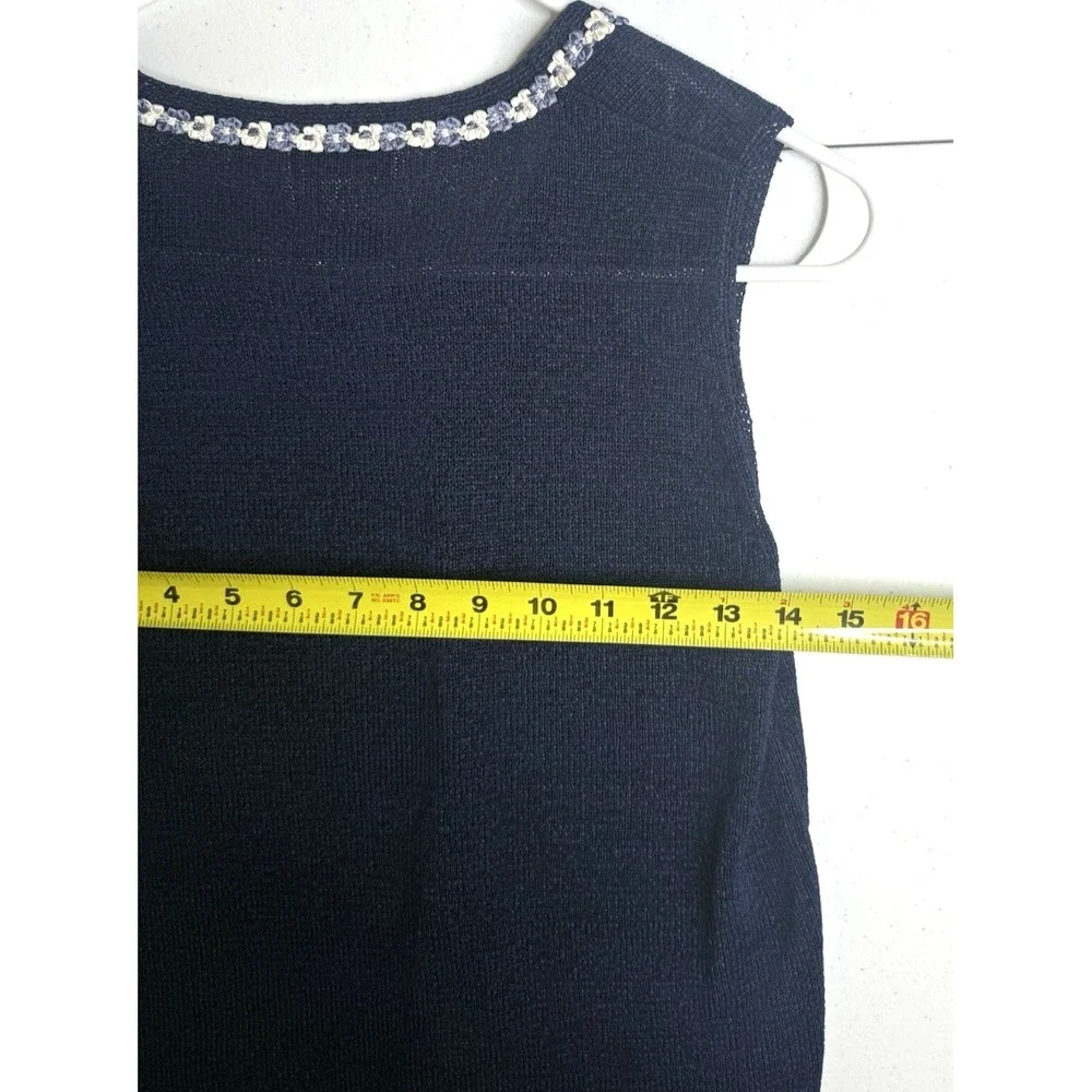 Vintage Jacobson's 2PC Sweater Set M Navy Sequin Cardigan Tank Top -3465
